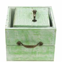 Product Planter wooden drawer light green 15x15/12x12cm set of 2