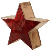 Product Wooden star natural red star decoration made of mango wood Ø24x10cm