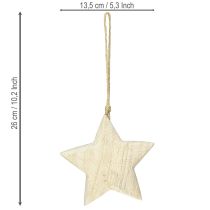 Product Wooden star, natural Christmas ornament, Ø13.5cm, FSC wood