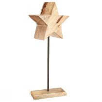 Product Wooden star natural with stick base star decoration 20x9.5x50cm