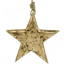 Product Star to hang, wood decoration with gold effect, Advent 14cm × 14cm