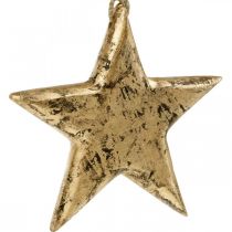 Product Star to hang, wood decoration with gold effect, Advent 14cm × 14cm