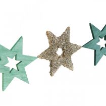Product Scatter decoration wooden star green, glitter poinsettia mix 4cm 72 pcs