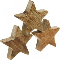Product Wooden stars scatter decoration star Christmas nature shine H5cm 12 pieces