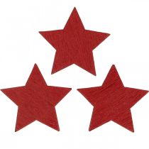 Product Wooden stars red sprinkles Christmas stars 3cm 72pcs
