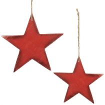 Product Wooden Stars for Hanging 16.5cm/20cm Red 6 pcs