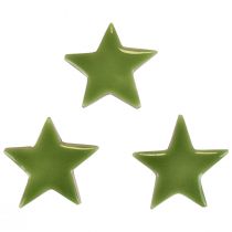 Product Wooden stars Christmas decorations scattered decorations glossy light green Ø5cm 8pcs