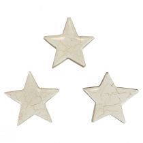Product Wooden stars decoration stars white gold craquelé wood Ø5cm 8 pcs