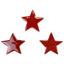 Product Wooden stars decorative stars red scattered decoration glossy effect Ø5cm 12pcs