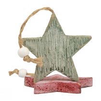 Product Wooden stars decorative stars for hanging vintage decoration Ø6.5cm 10pcs