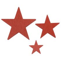 Wooden stars decoration scatter decoration Christmas red 3/5/7cm 29pcs