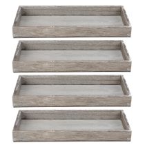 Product Rectangular wooden tray, ideal for decorating balconies and living spaces, 30cm, 4 pieces