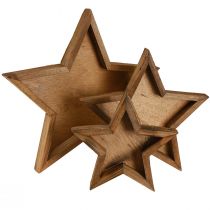Product Wooden Tray Star Decoration in Brown Ø38/29/22cm Set of 3