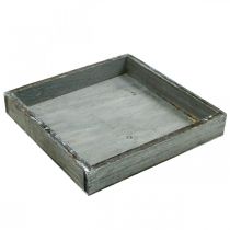 Product Tray wood square grey, white washed decorative tray 19×19cm