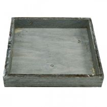 Product Tray wood square gray, white washed decorative tray 19×19cm 2pcs