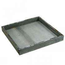 Product Tray wood square grey, white table decoration shabby chic 24.5×24.5cm