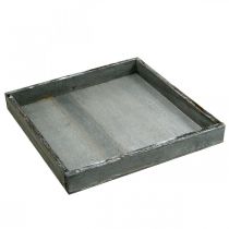 Product Tray wood square grey, white table decoration shabby chic 24.5×24.5cm 2pcs