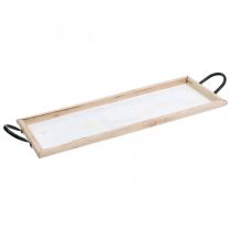 Wooden tray with metal handles, plant bowl, decorative tray natural L50cm
