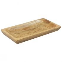 Product Wooden tray rectangular natural mango wood 25x13x2.5cm