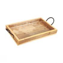 Product Wooden tray with handles decorative tray natural black 35×22.5cm