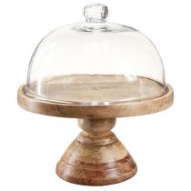Product Wooden plate with glass dome decorative cheese dome Ø27cm H31cm