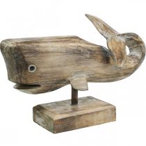 Whale Deco Wood Wooden Whale Maritime Decoration Teak Nature 29cm
