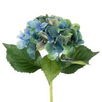 Product Artificial hydrangea flower, blue-green, decorative single stem, 53cm