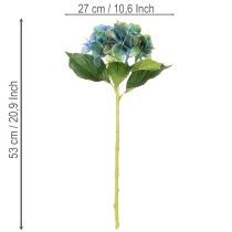 Product Artificial hydrangea flower, blue-green, decorative single stem, 53cm