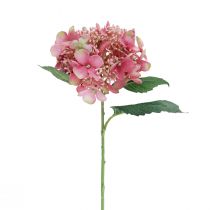 Product Hydrangea artificial pink and green garden flower with buds 52cm