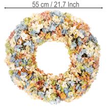 Product Artificial hydrangea wreath, colorful, for door and wall, 55cm