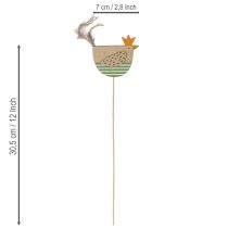 Product Chicken stakes in Easter design for cheerful spring decoration, 7cm, 12 pieces