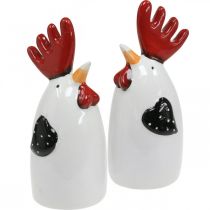 Ceramic Chicken Red White Rooster Table Decoration 7×6×15cm 2pcs