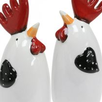 Ceramic Chicken Red White Rooster Table Decoration 7×6×15cm 2pcs