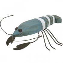 Lobster made of wood and metal maritime decoration blue 15x12cm