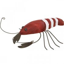 Lobster maritime decorative figure made of wood and metal red 15x12cm
