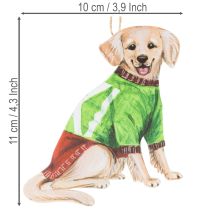 Product Dog Christmas ornament, decorative hanging ornament, dog with scarf and hat, 12cm, 2 pieces