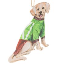 Product Dog Christmas ornament, decorative hanging ornament, dog with scarf and hat, 12cm, 2 pieces