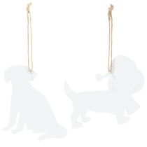 Product Dog Christmas ornament, decorative hanging ornament, dog with scarf and hat, 12cm, 2 pieces