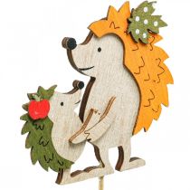Flower stick hedgehog with child autumn decoration wood 8.5cm 8pcs