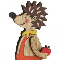 Hedgehog with mushrooms, autumn figure, pair of wooden hedgehogs yellow / orange H11cm L10 / 10.5cm set of 2