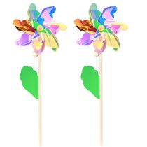 Product Iridescent Windmill Flower with Leaf Windmill Ø17.5cm 2pcs