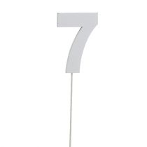 Product Anniversary number &quot;7&quot; on the stick white L27cm 10pcs