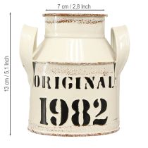 Product Metal decorative jug “Original 1982” Cream Rust H13cm 2pcs