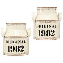 Product Jug Metal Decoration "Original 1982" Cream Rust H16cm 2pcs