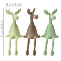 Product Moose Shelf Sitter Christmas Green brown mint 31cm 3pcs