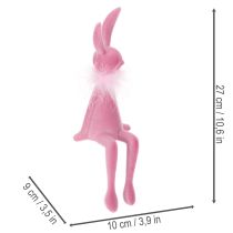 Product Easter bunny figurine with feather boa, shelf sitter, decorative Easter figure, 27cm, 2 pieces