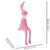 Product Easter bunny decoration, shelf sitter with feather boa for sideboard or shelf, 36cm, 2 pieces