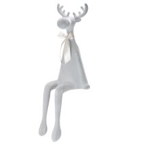 Product Decorative flocked elk figurine with bow, shelf sitter, 80cm