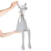 Product Decorative flocked elk figurine with bow, shelf sitter, 80cm