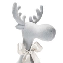 Product Decorative flocked elk figurine with bow, shelf sitter, 80cm